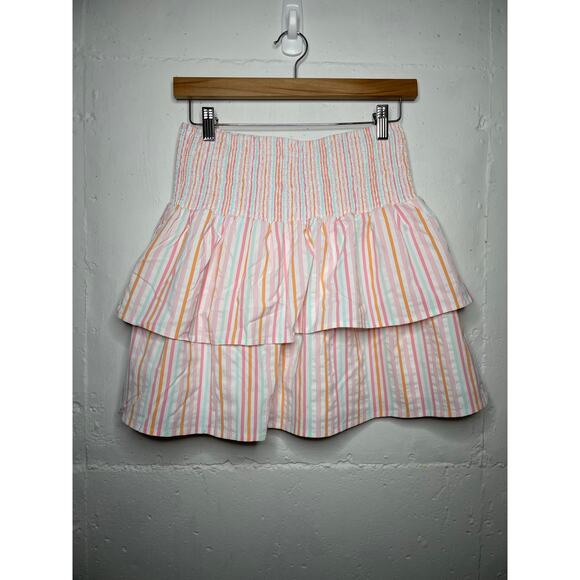 Vineyard Vines Performance Tiered Smocked Striped Lined Mini Skirt Size Small - Picture 4 of 5